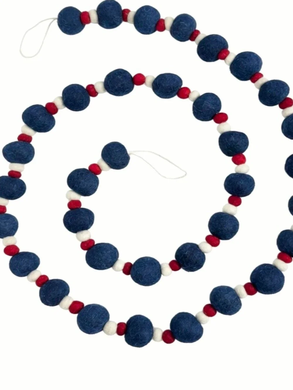 Bundle of 2 New Red White Blue Beaded Felt wool Garland 72